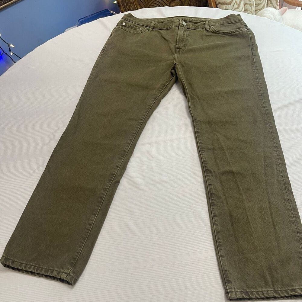 Outerknown SEA Jeans Mens 38 X 30 Green Denim Drifter Tapered Olive Cotton Pants